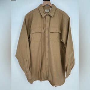 L.L. Bean OMT04 Camel Heather Button Up Heavy Flannel Work Shirt Men's XL Tall